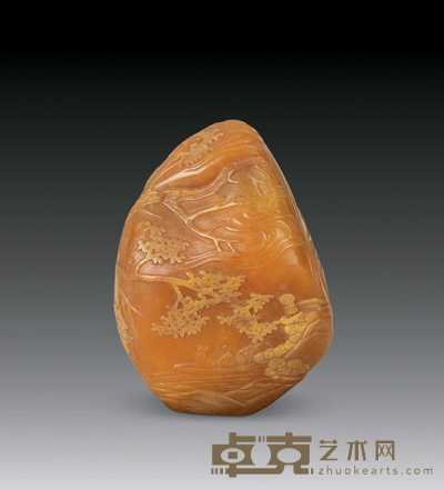民国 田黄薄意石刻 5.5×4.5×3.5cm